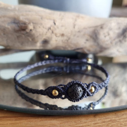 Makramee Armschmuck Lavastein