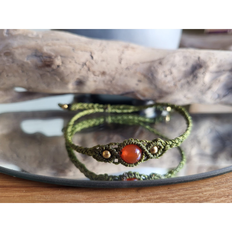 Makramee Armschmuck roter Japis Makramee Armschmuck roter Japis